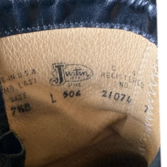 JUSTIN Kiltie Western Boots Lace Up Stetson Black Leather Size 7.5 B Vintage - Picture 4 of 14